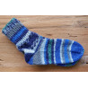 Kinderstrümpfe handgestrickt, Blau - gestreift