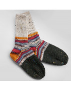 Kinderstrümpfe handgestrickt, Braun - Beige - multicolor