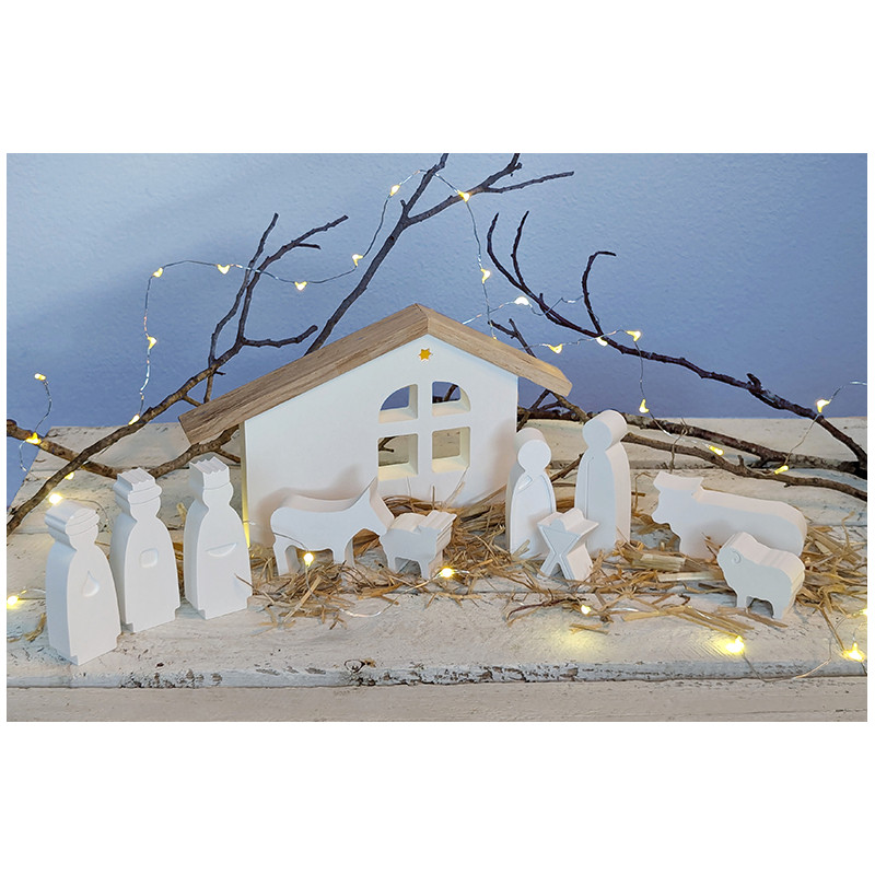 Große Weihnachtskrippe aus Keramikgießpulver
