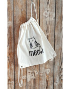 Baumwollbeutel "meow" mit Kordelzug