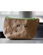 Täschchen aus veganem Papierleder, Motiv Katze