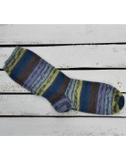 Strümpfe handgestrickt, Grün - Blau - multicolor