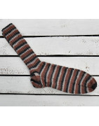 Strümpfe handgestrickt, Braun - Schwarz - gestreift