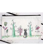 Baumwolletui mit Katzenmotiven