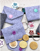 Chiptäschchen aus veganem Filz als Schlüsselanhänger. Minitäschchen für Einkaufschips, kleines Geldtäschchen.